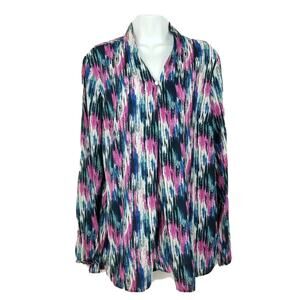 Attention Womens Shirt Size Large Sheer Long Sleeve Blouse V Neck Top